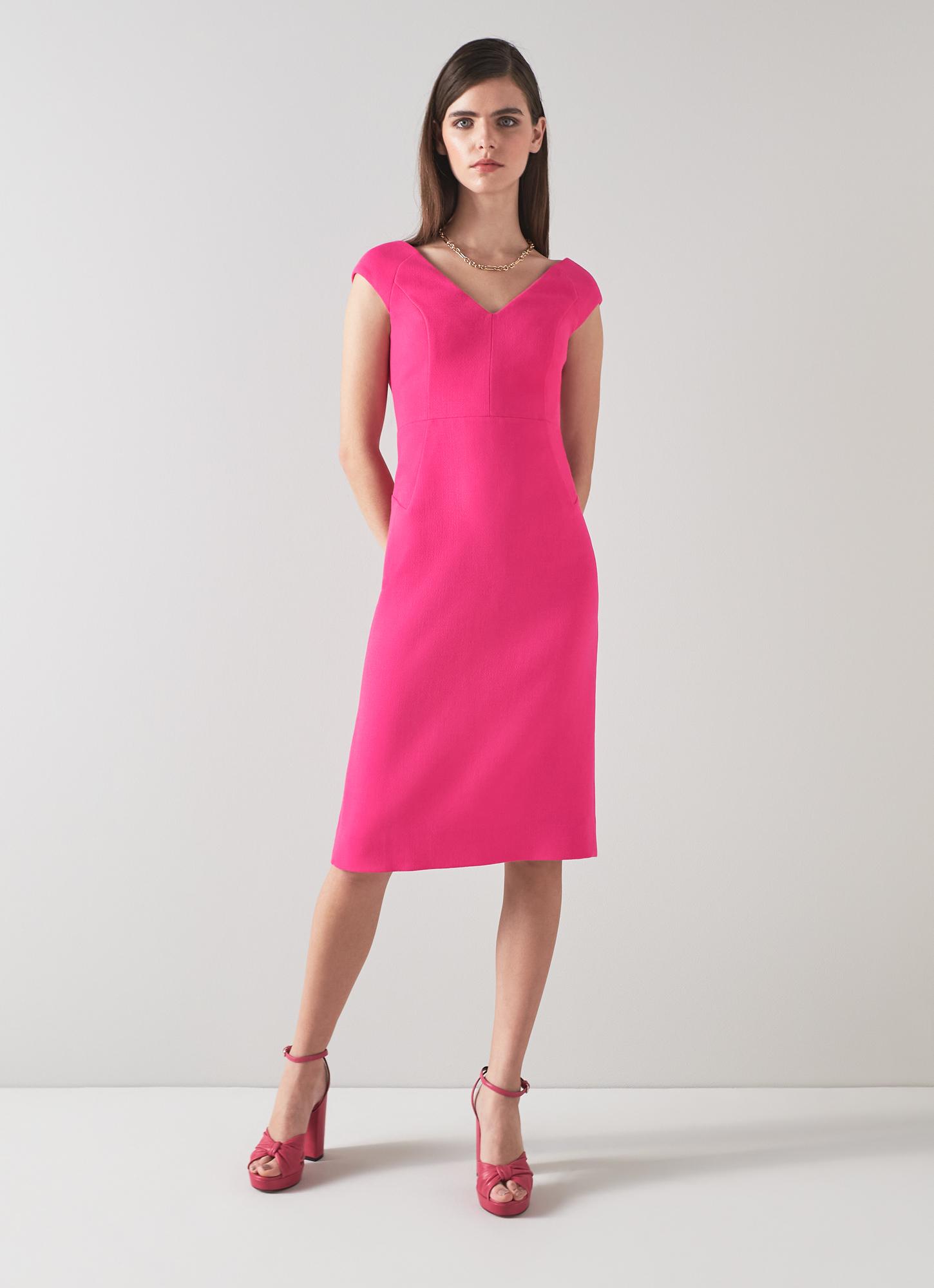 Eden Deep Pink Wool Crepe V-